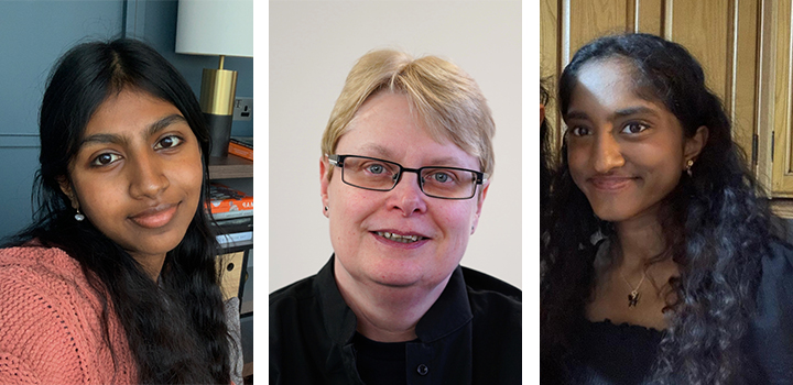 Three photos of women