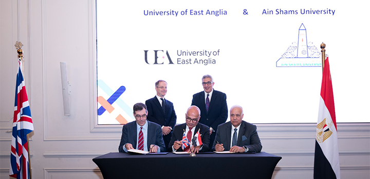 Seated L-R: Prof Steven McGuire, Prof Mohamed Diaa, Dr Essam El Kordi; standing L-R: Prof Mostafa Refit, Gareth Bayley