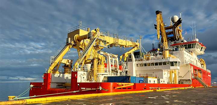 The RRS Sir David Attenborough in port in Punta Arenas. Photo courtesy of Bethany Wilkinson.