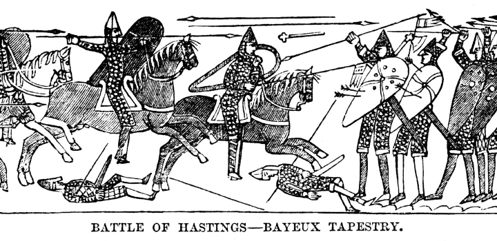 A frame from the Bayeux Tapestry, depicting the Battle of Hastings