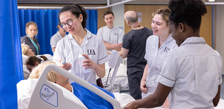 UEA nursing students in a learning session
