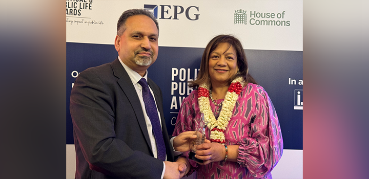 Barnie Choudhury (left) at the Political & Public Life Awards (credit: Political & Public Life Awards, House of Commons)