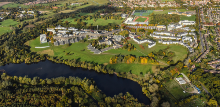 A university campus from a drone shot