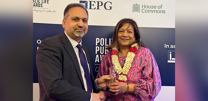 Barnie Choudhury (left) at the Political & Public Life Awards