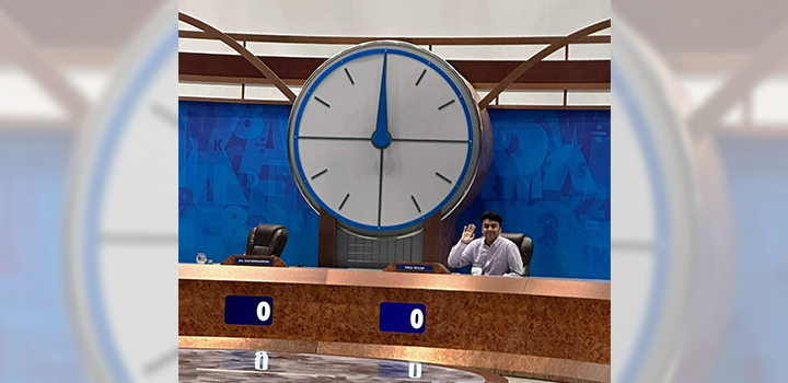 Viraj on the set of Channel 4's Countdown