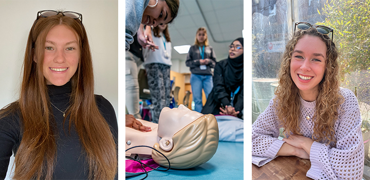 L-R: Laura Flower, a final-year Medicine student at UEA; participants from the 2024 Preparing for Medicine cohort in a workshop; Imogen La Chapelle, a final-year Medicine student at UEA