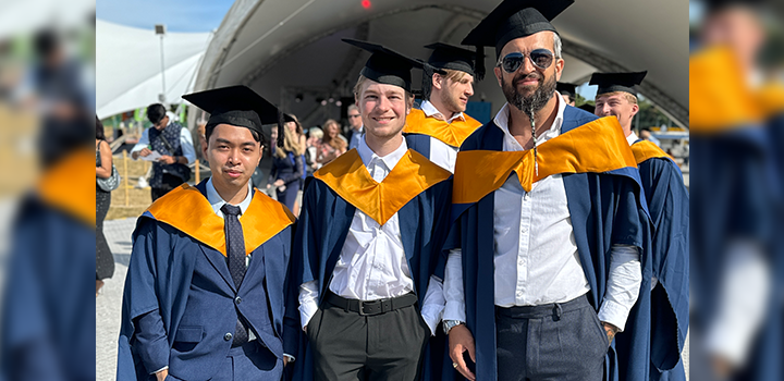 3 students at Graduation at the Sportspark in 2025