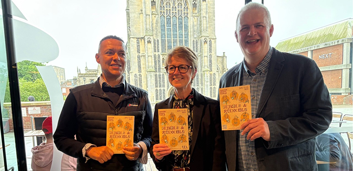 L-R: Clive Lewis MP; Catherine Richardson, PVC Arts and Humanities; Stuart Hobday, Festival Producer