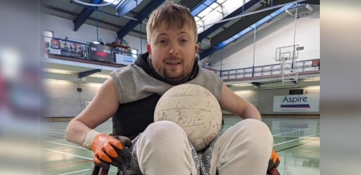 Max Levene playing wheelchair rugby