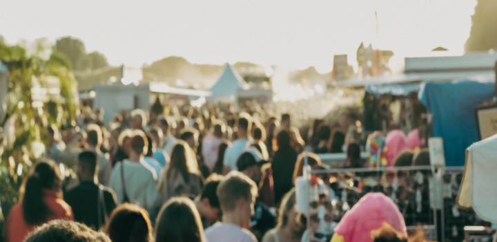 Blurred abstract view of a crowd at a festival