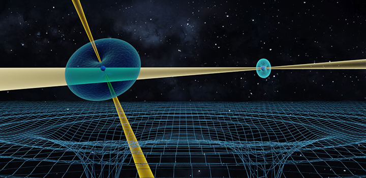 A computer generated graphic showing a double pulsar