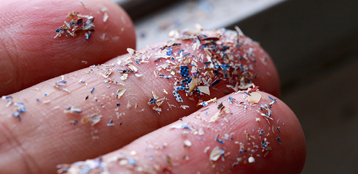 Microplastics on a finger