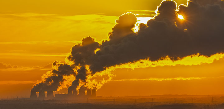 Power station chimney emitting smoke