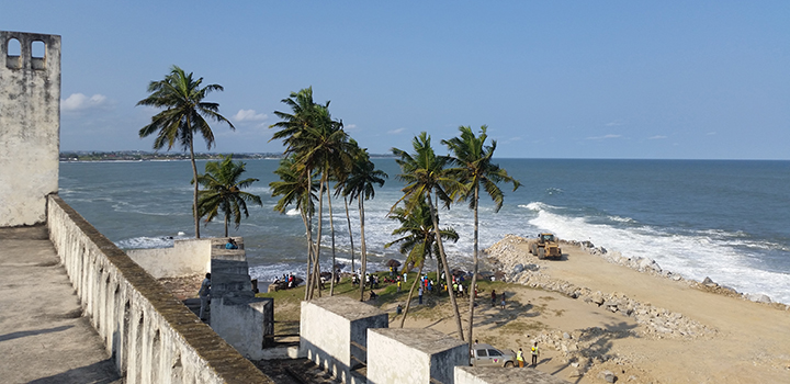 Sea defences on the coast of Ghana.