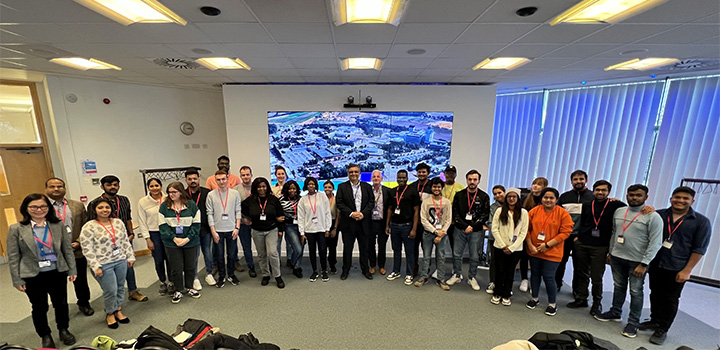 Staff and students on the MSc Cyber Visit to Adastral Park
