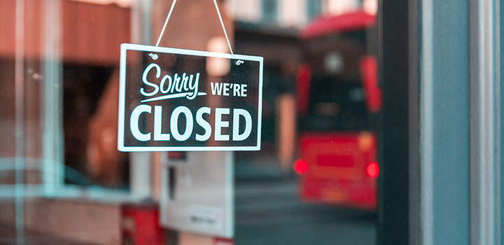 Shop closed due to lockdown