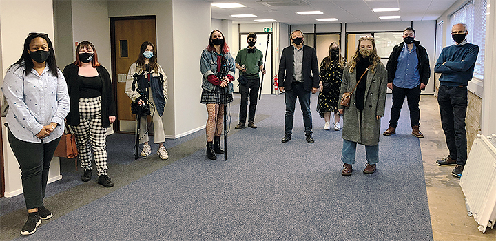 students and staff at the new UEA broadcast centre