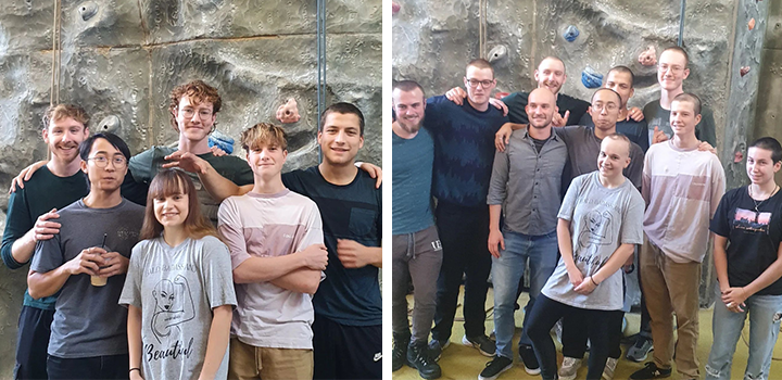 UEA Climbing club before and after shaving their heads for charity fundraiser