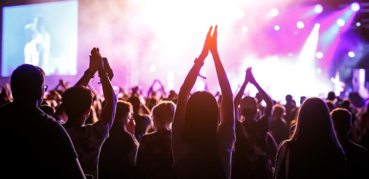 A crowd at a music concert.