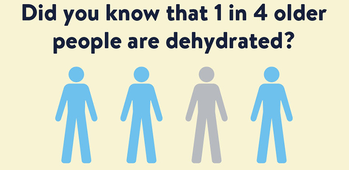 A poster raising awareness of dehydration in over 65s.