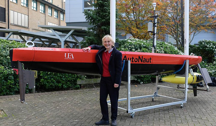 UEA researcher with The AutoNaut