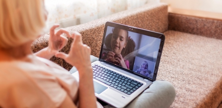 family on video call